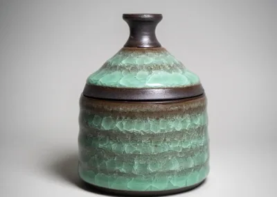 Ceramic lidded jars with ice crackle glaze