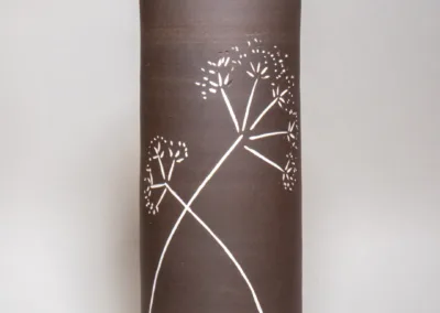 Black stoneware vase with white decoration